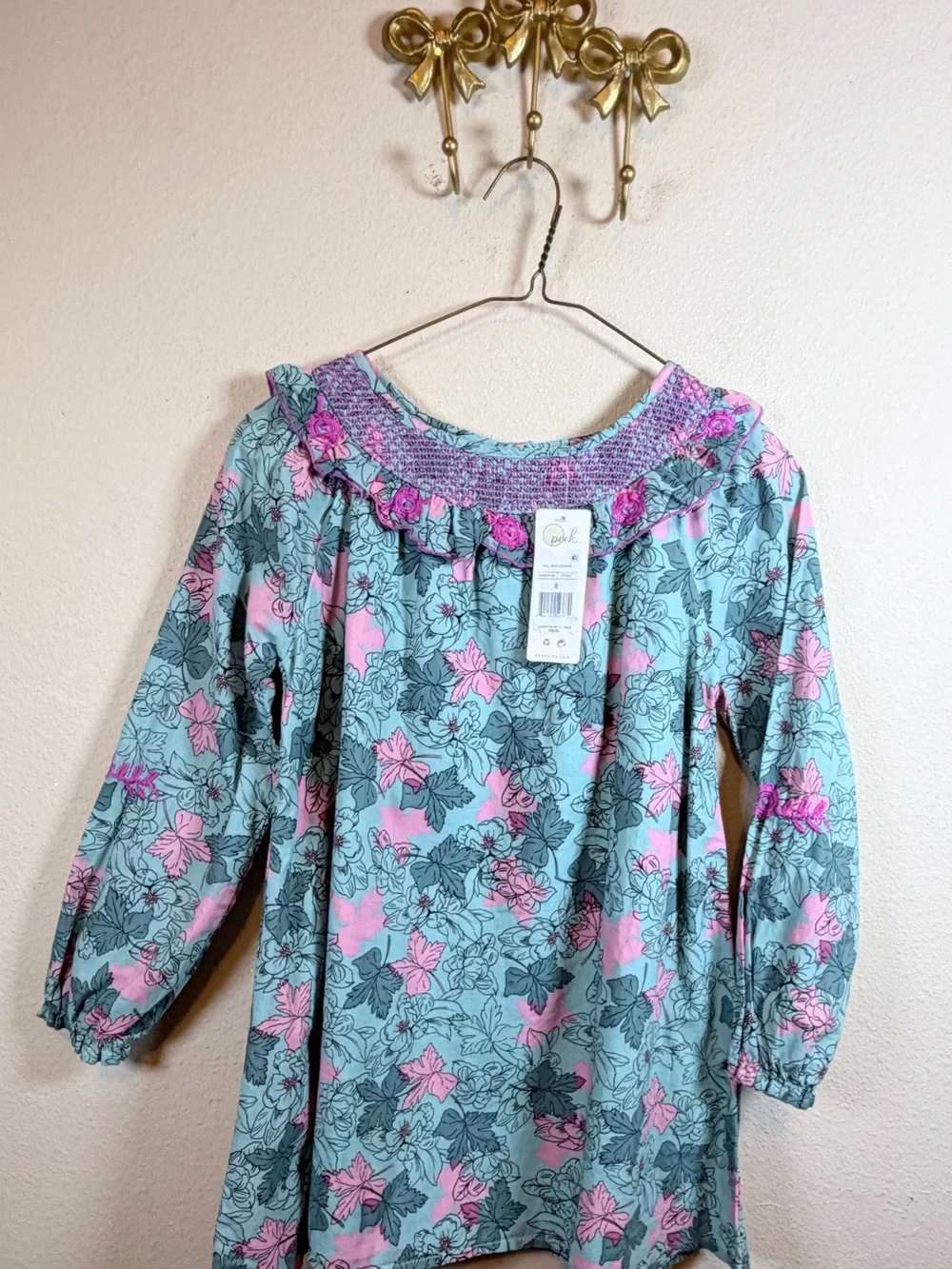 Peek Floral Dress in Teal and Pink